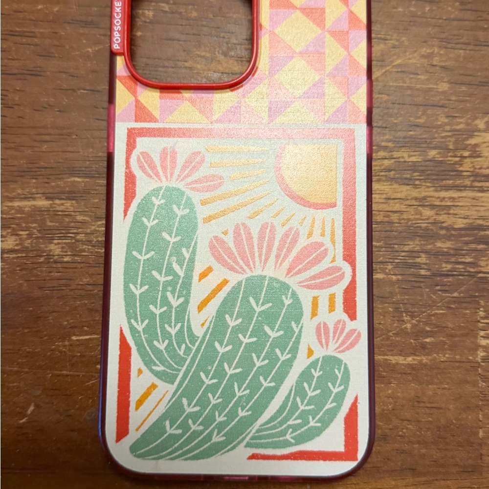 PopSocket Geometric Cactus Phone Case - Green and Pink